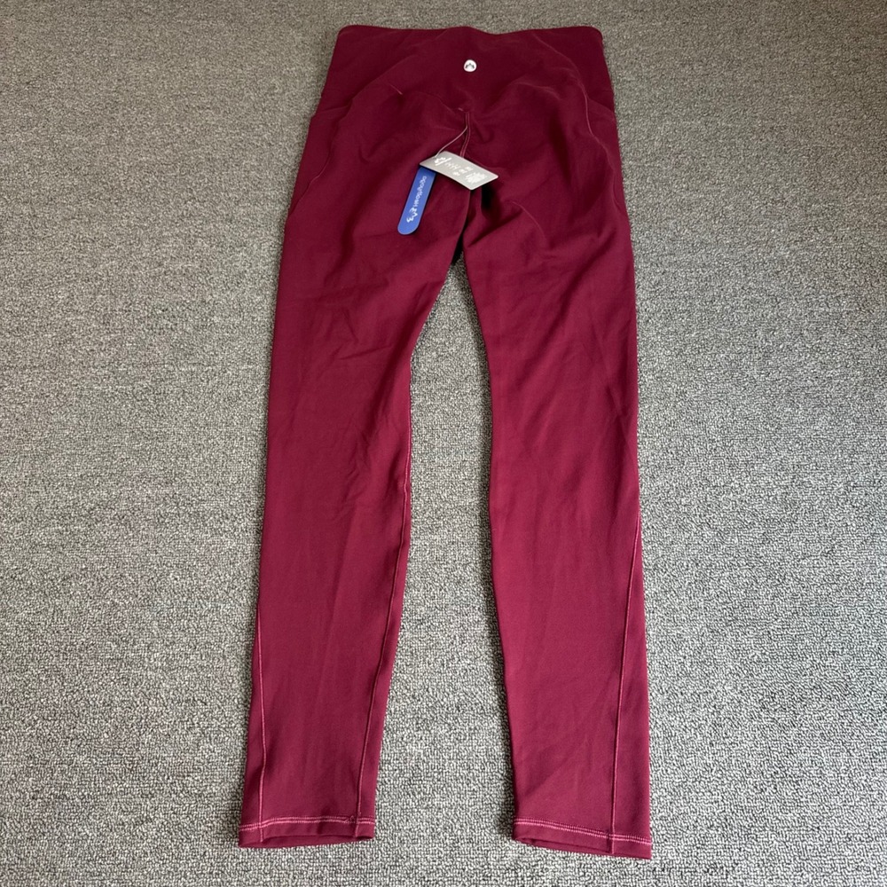 Heathyoga Womens High Waisted Yoga Leggings with Pockets Burgundy Wine Red Small